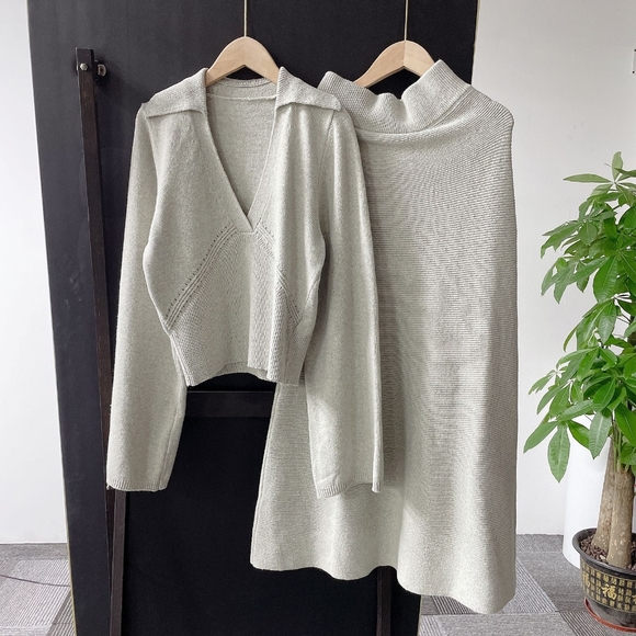 French 2-piece Sweater Set: Top+ skirt - Picture 3 of 6